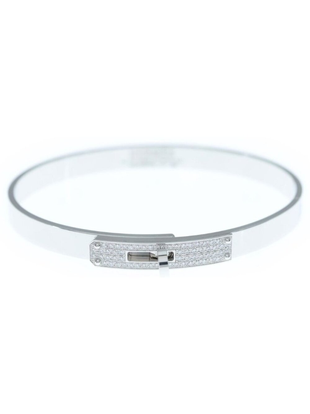 Hermes Kelly Bracelet Diamond Bangle 18k White Gold